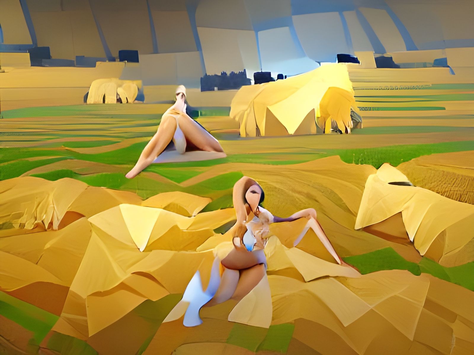 Wheat Field Dance: Low Poly Volumetric Art