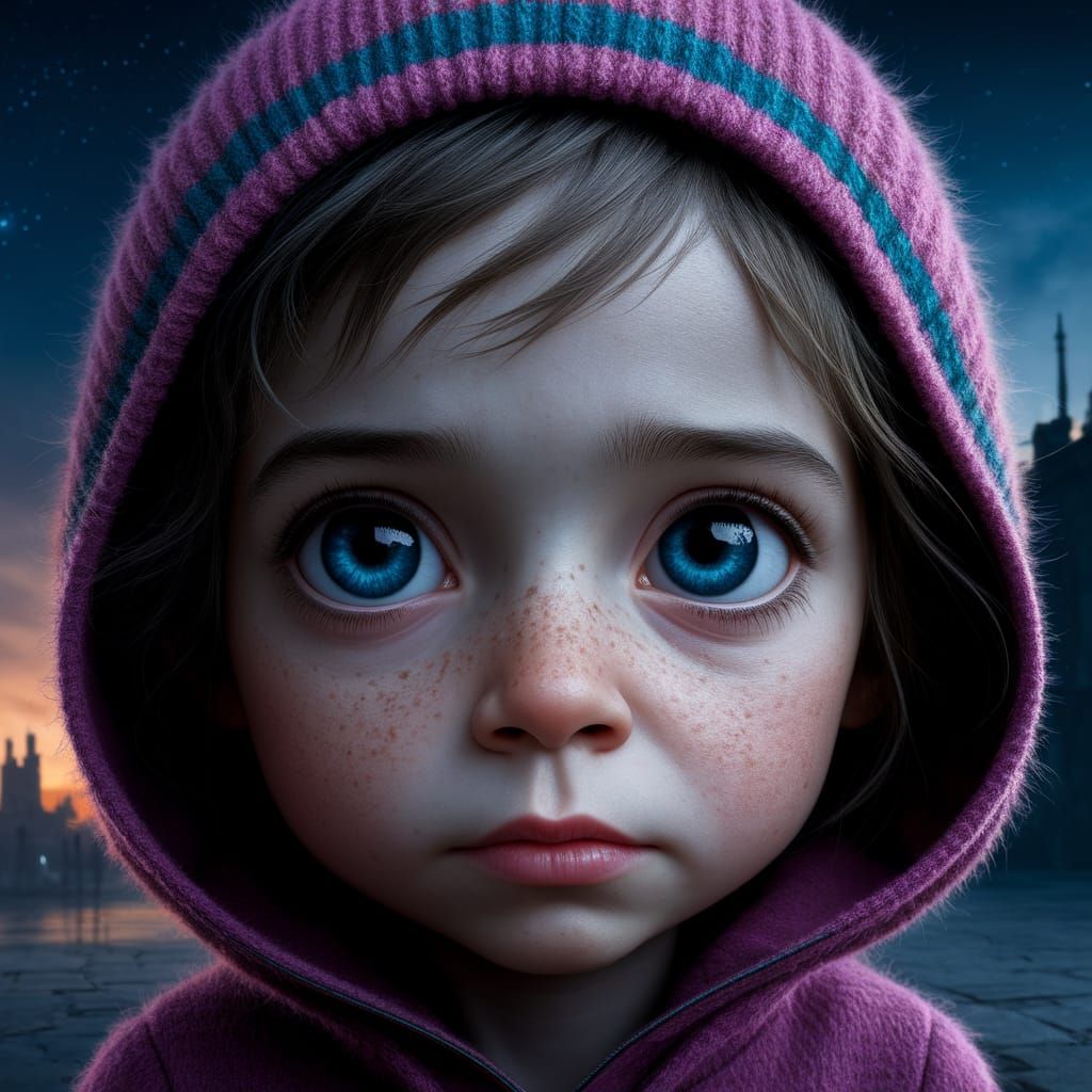Ethereal Portrait of a Homeless Child in Margaret Keane's St...
