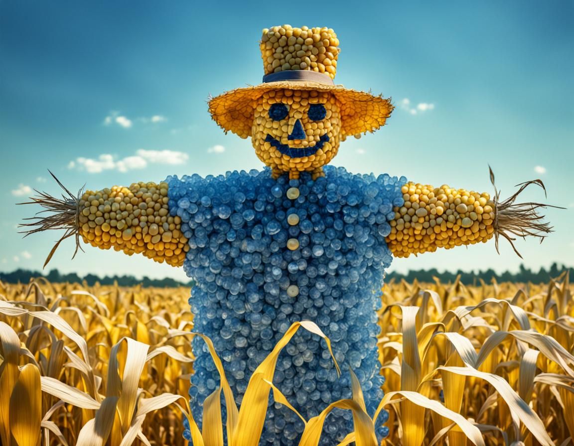 Crystal Scarecrow in Cornfield: Soft Focus Photoillustration