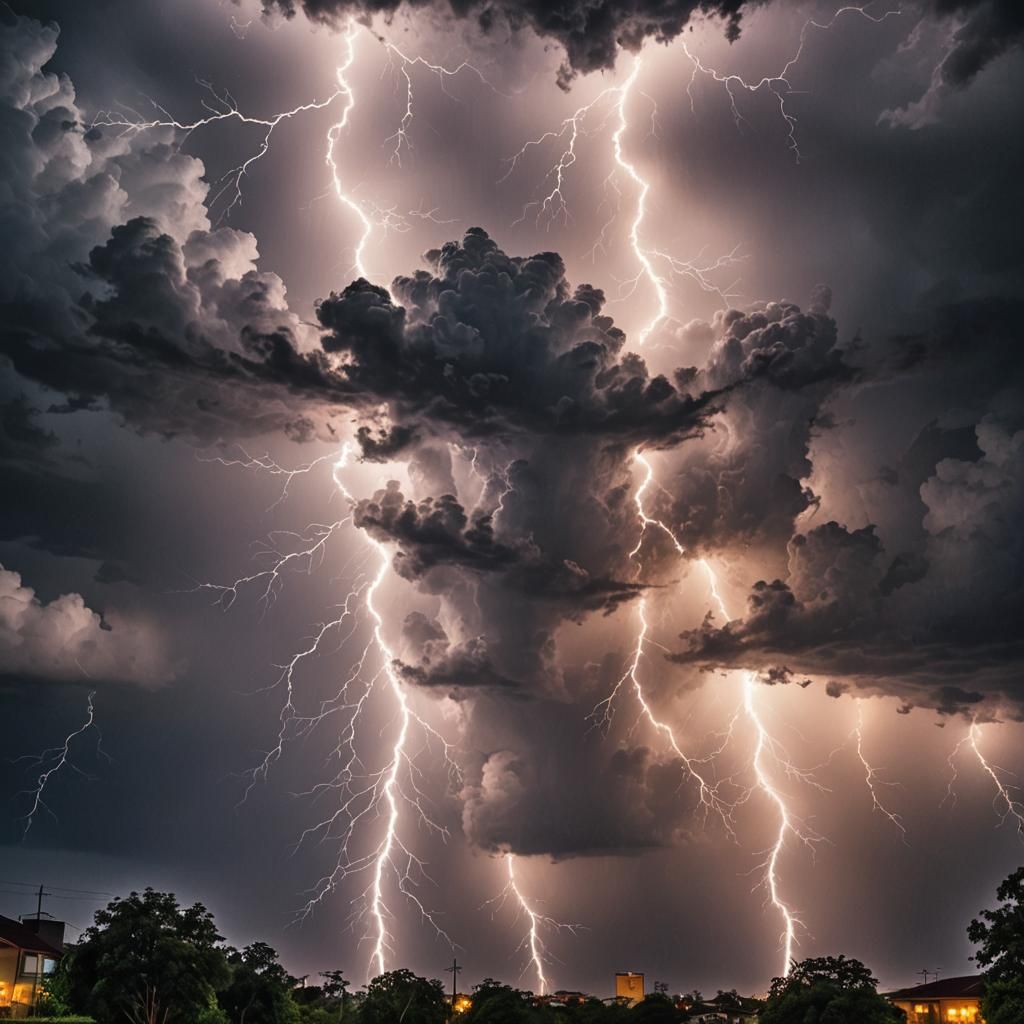 Dramatic Lightning Display in Hyperrealistic Detail