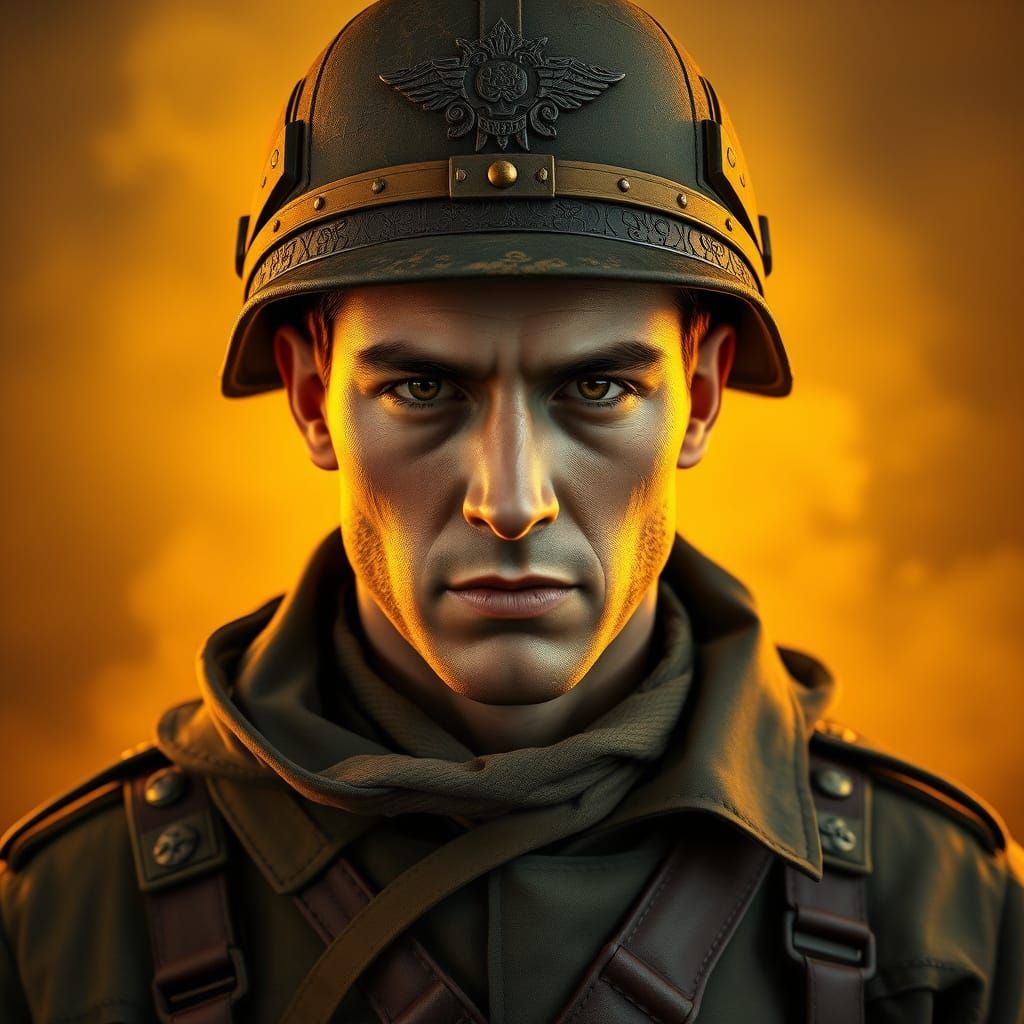 Elegant Warrior in Golden Light: 8K Concept Art Portrait