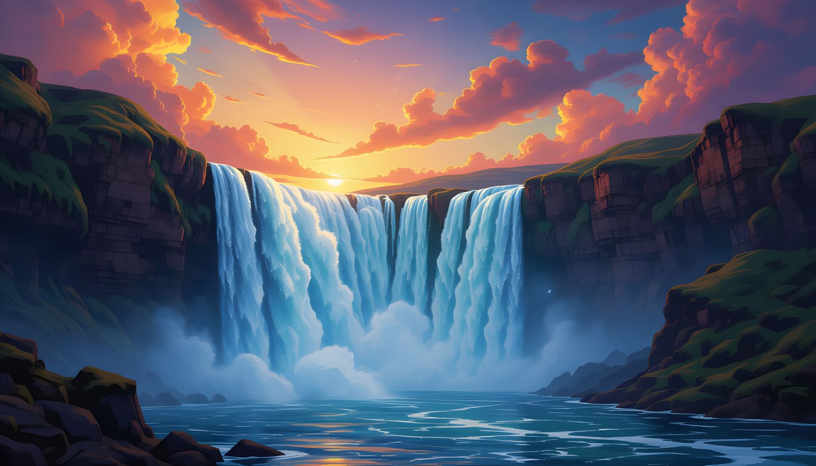 Galactic Waterfall Plunging into Black Hole