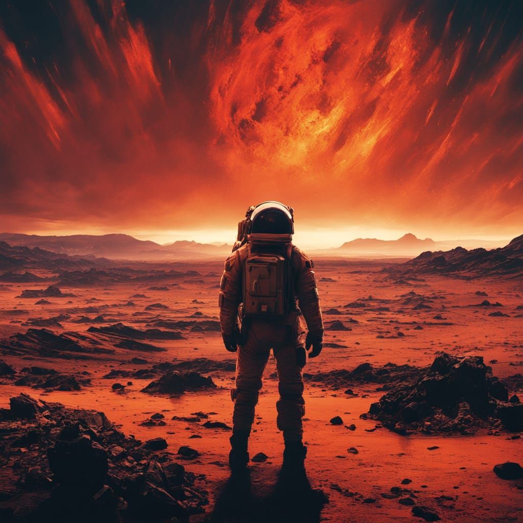 Cinematic Sci-Fi Masterpiece: Astronaut in Toxic Martian Was...