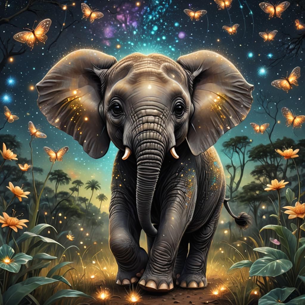 Cute Baby Elephant Playing in Africa