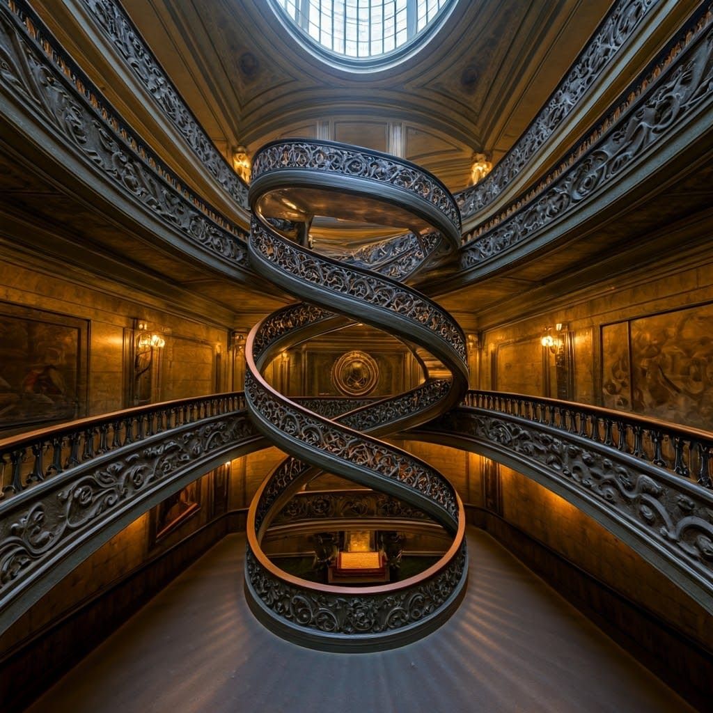 The Bramante Spiral Staircase is located in the Vatican Muse...