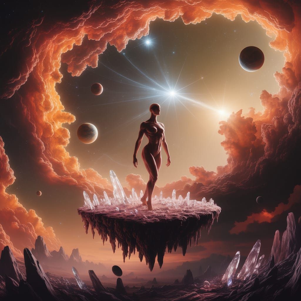 Ethereal Cosmic Eden with Muscular Figure