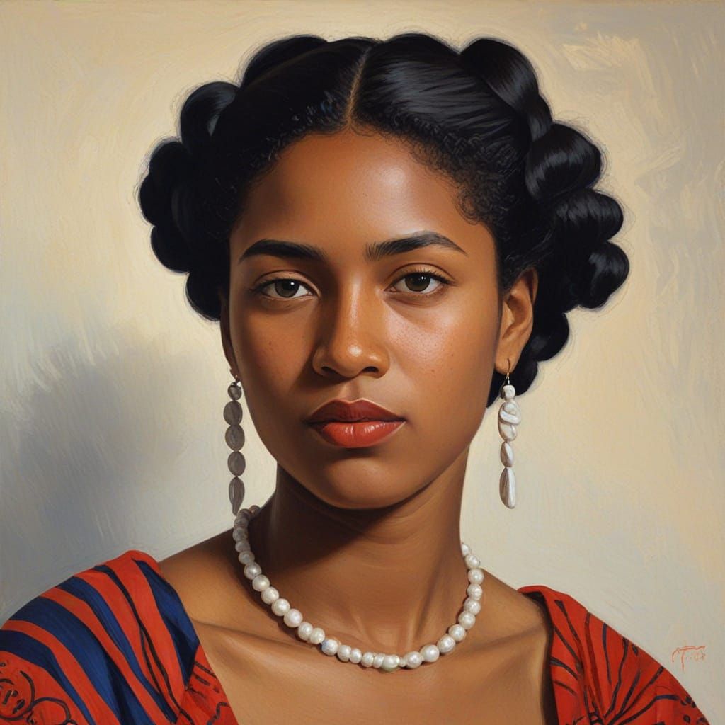 Solomon Islander Woman Portrait in Matisse Style