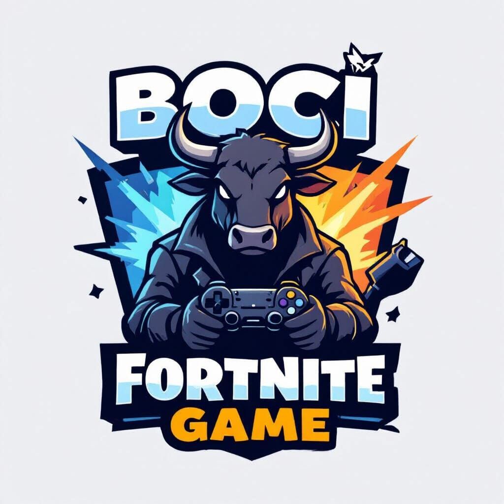 Boci Game Logo: Fortnite-Inspired Bull Mascot