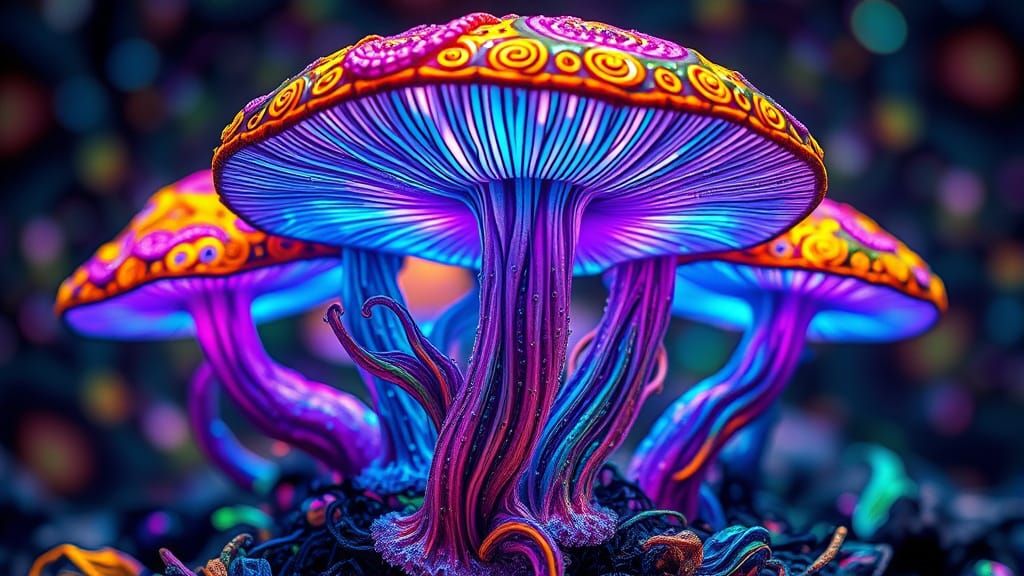 Cosmic Mushroom Entities in Chaos-Core Surrealism