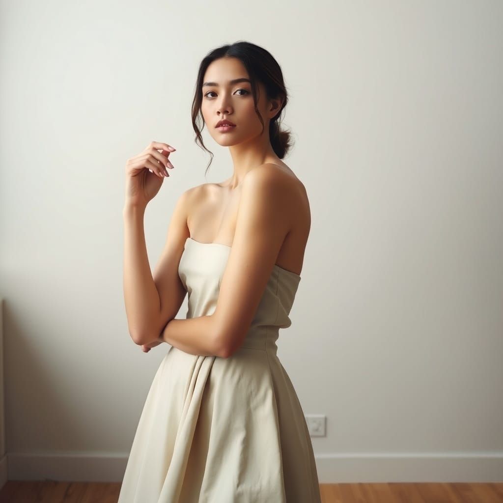Serene Woman in Quiet Room: A Minimalist Portrait