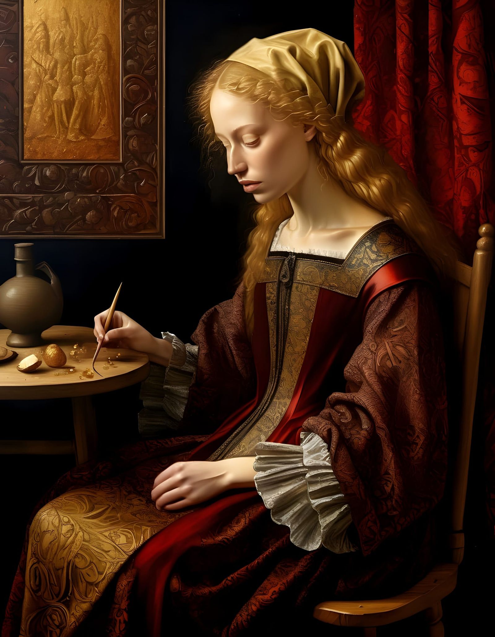 Renaissance Woman in the Style of Van Eyck