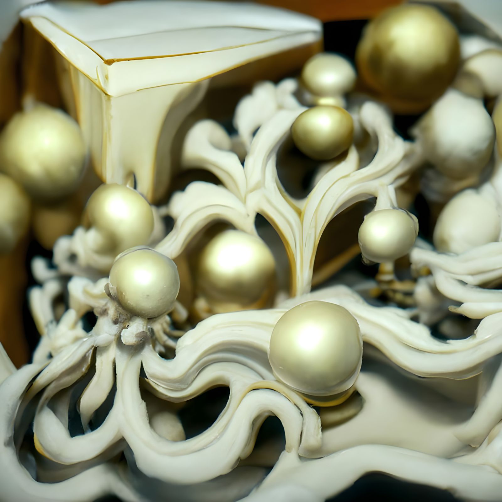 Ornate Gold Fractal Jewelry Box in 3D