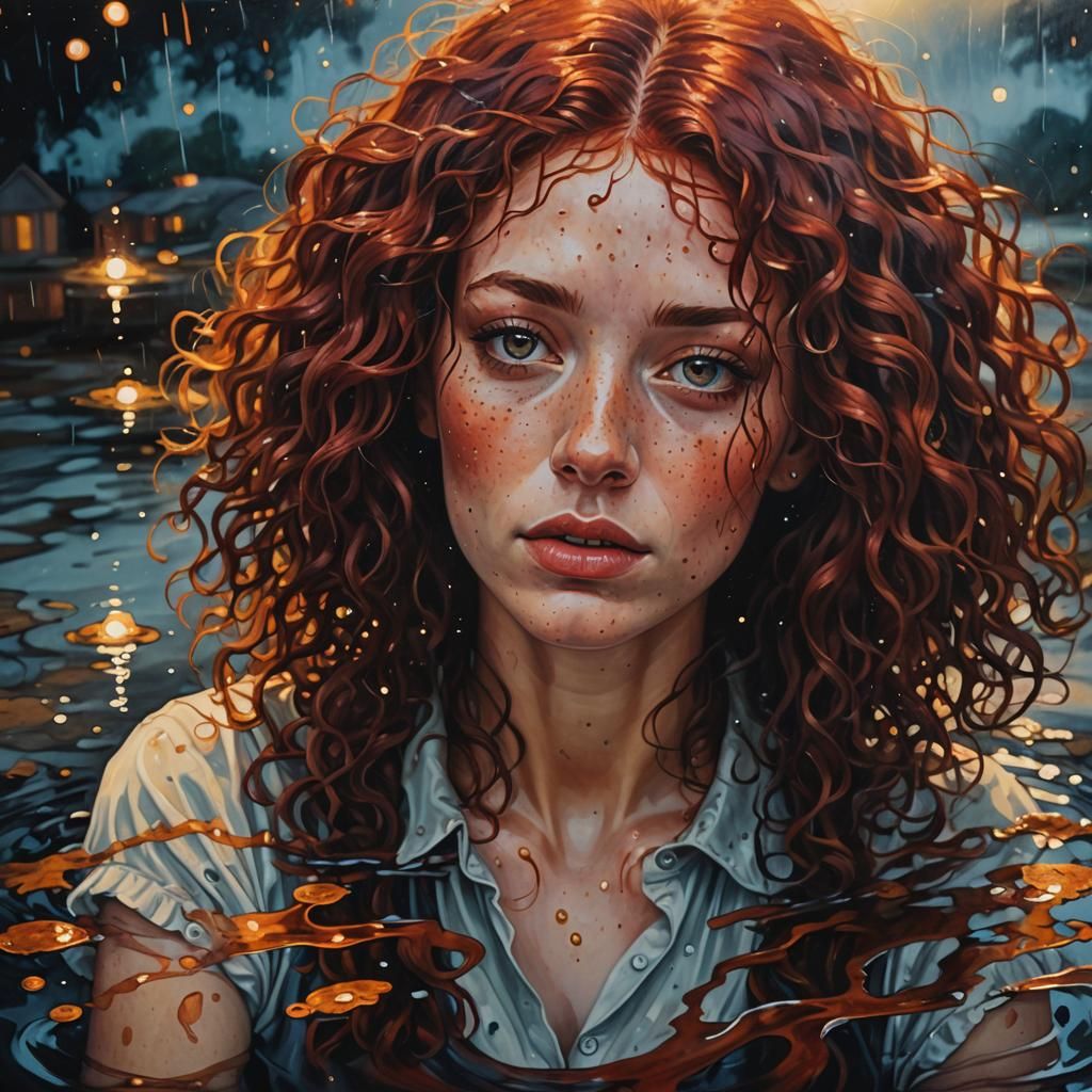 Surreal Portrait of a Woman with Red Hair