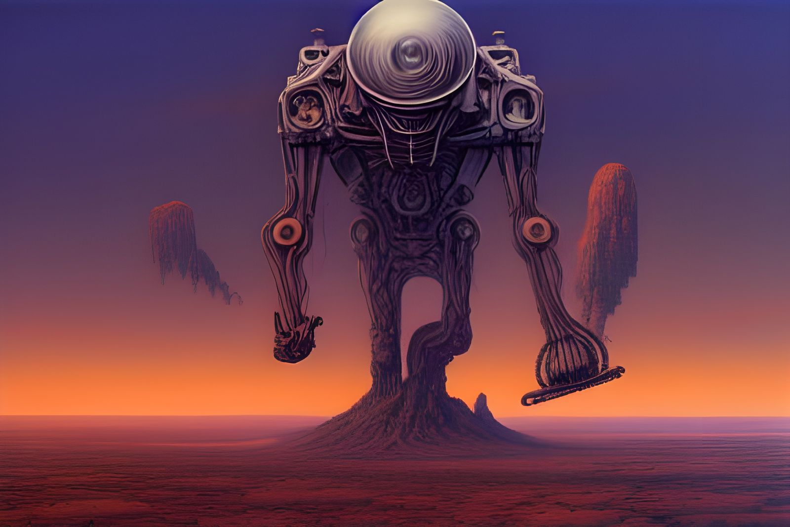 Brutal Machine Giant in Alien Sci-Fi Landscape