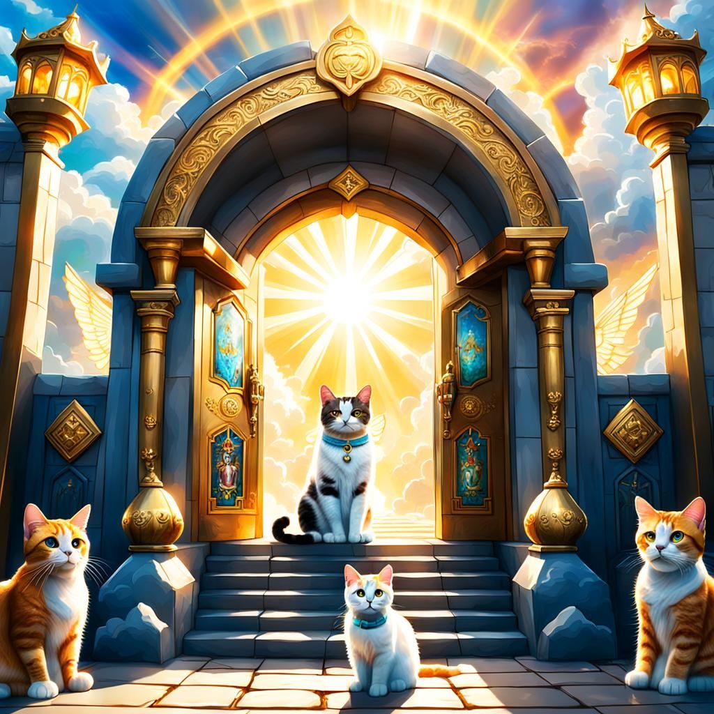 Ornate Entrance to Cat Kingdom with Cat Warriors