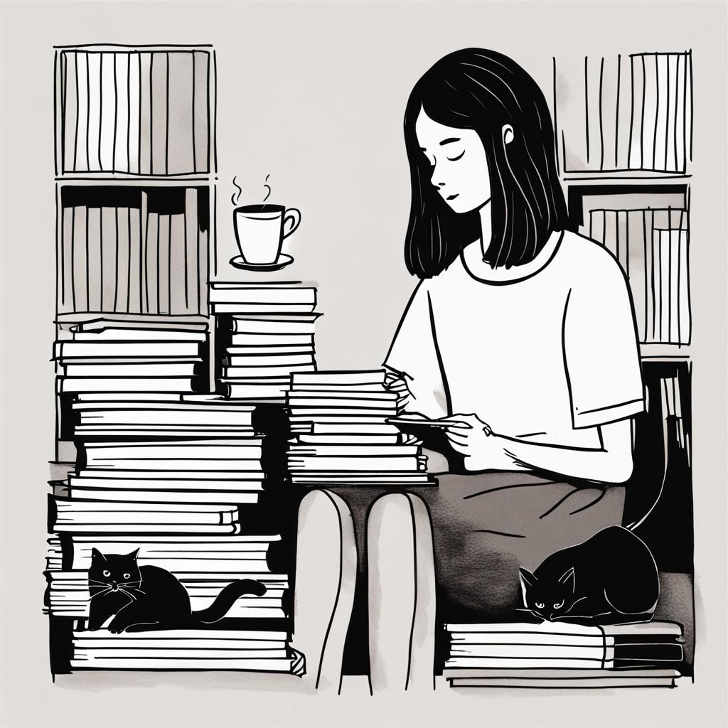 Minimalist Illustration of an Introverted Girl