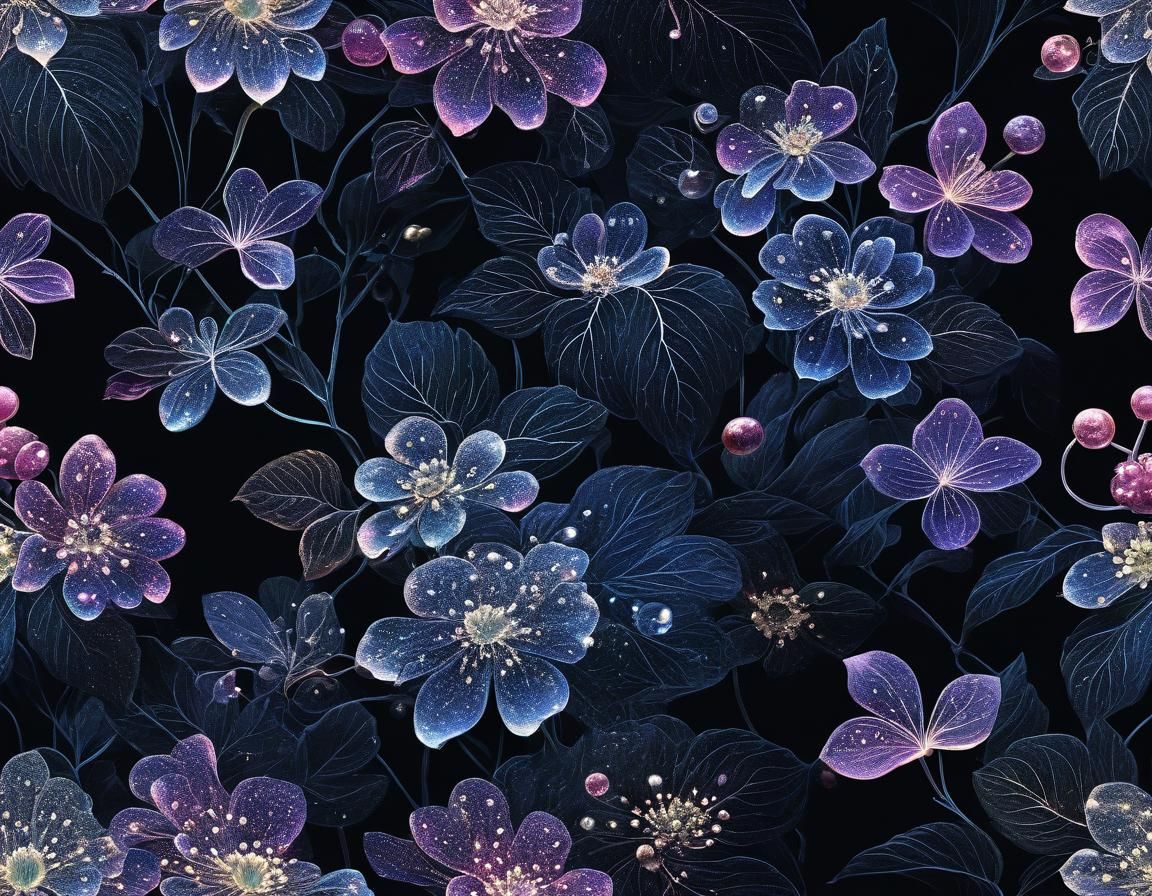 Ethereal Floral Art: Grapes in Shimmering Light
