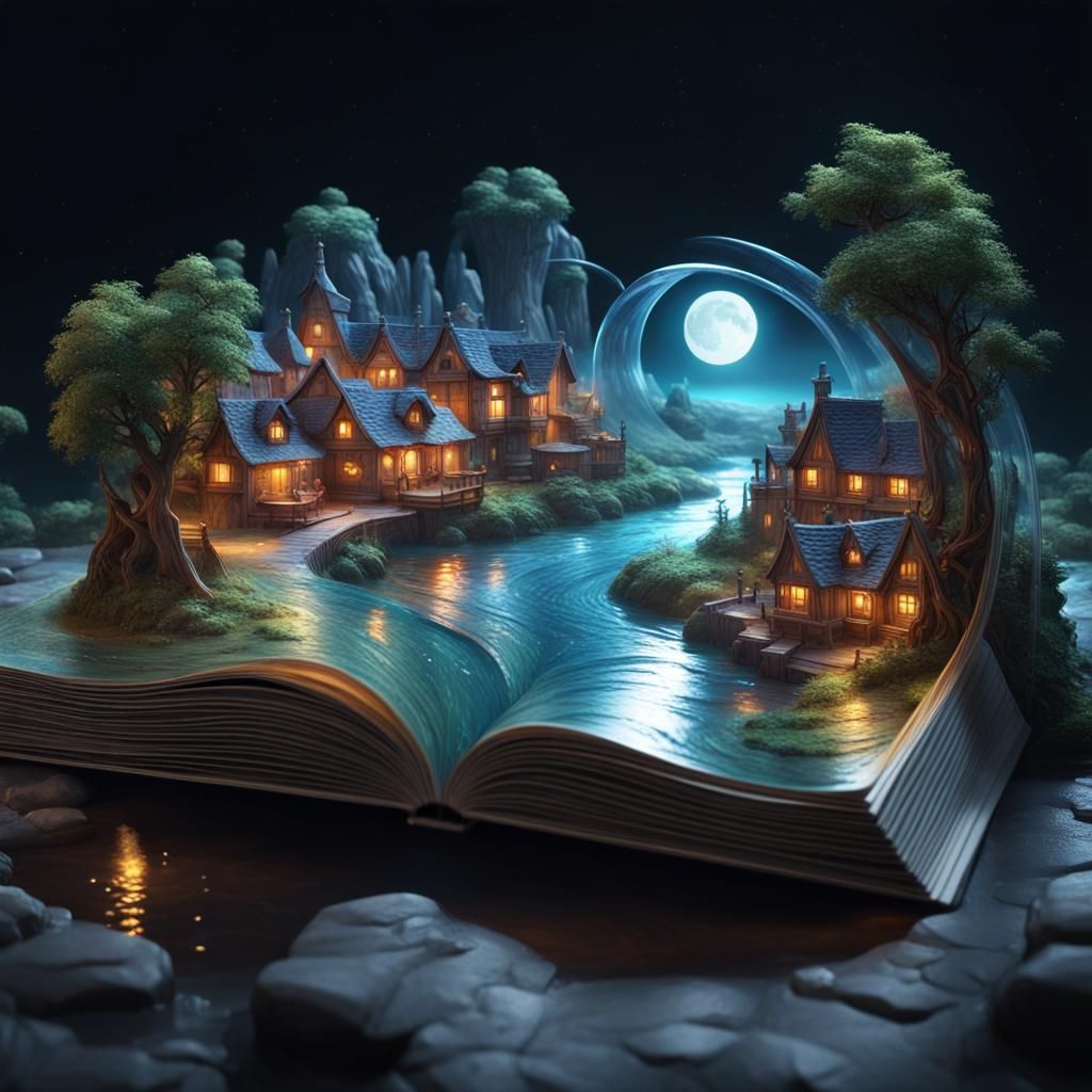 An illustration of a magical village