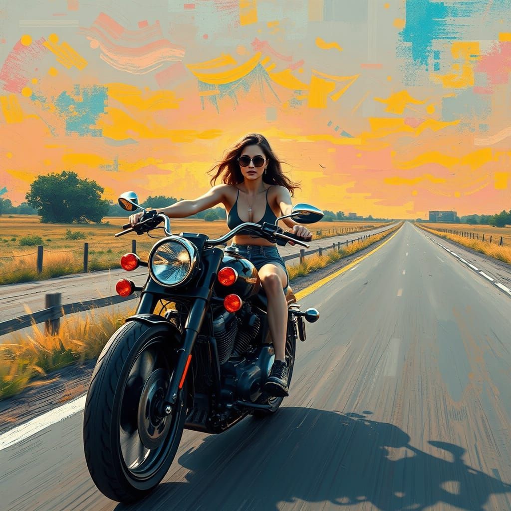 Rustic Highway Dreamscapes in Neo-Expressionist Style