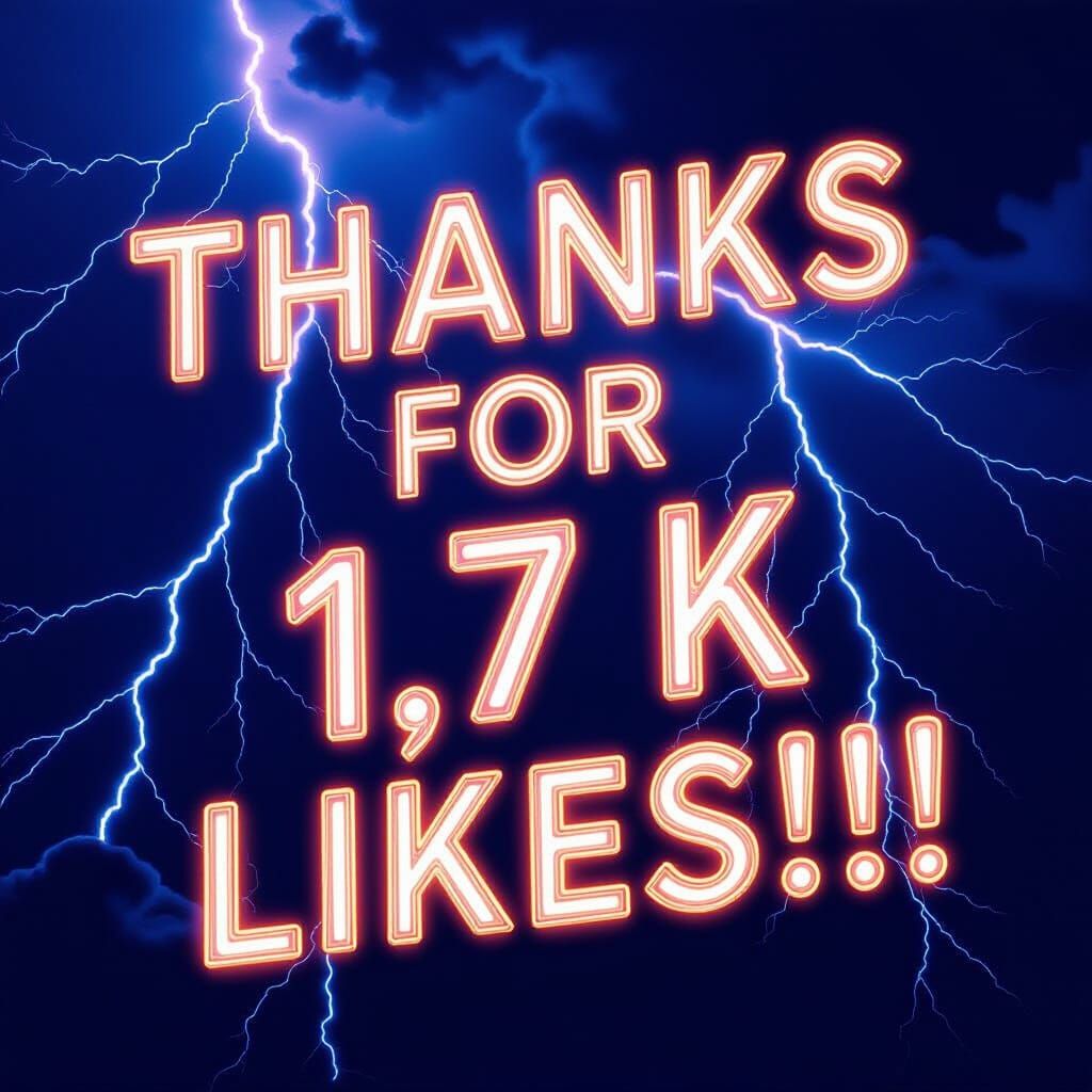 Lightning Illuminates Thank You Message in Neon Font