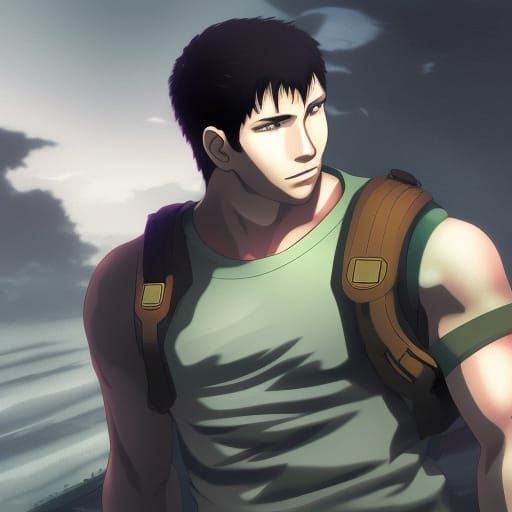 Chris Redfield in Studio Ghibli Anime Style