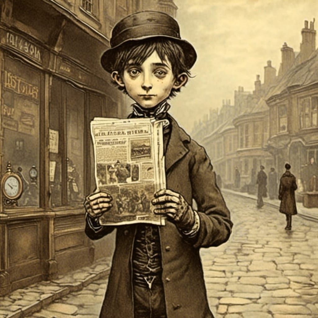 Cute Robot Boy in Victorian England