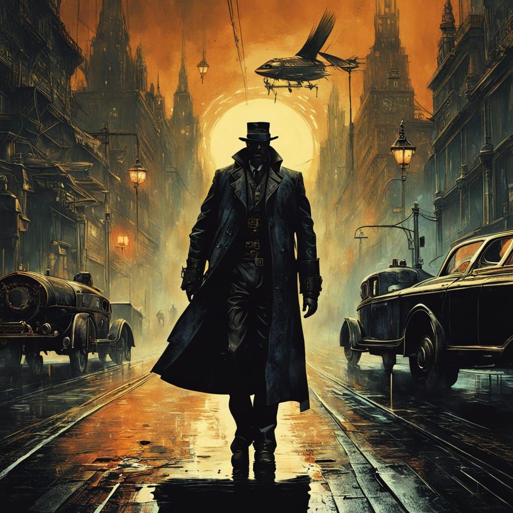 Steampunk Blade Runner Poster with Airships