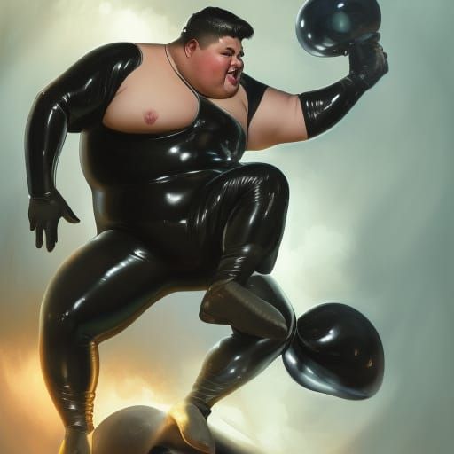 Hyperdetailed Portrait of a Man in Latex Catsuit