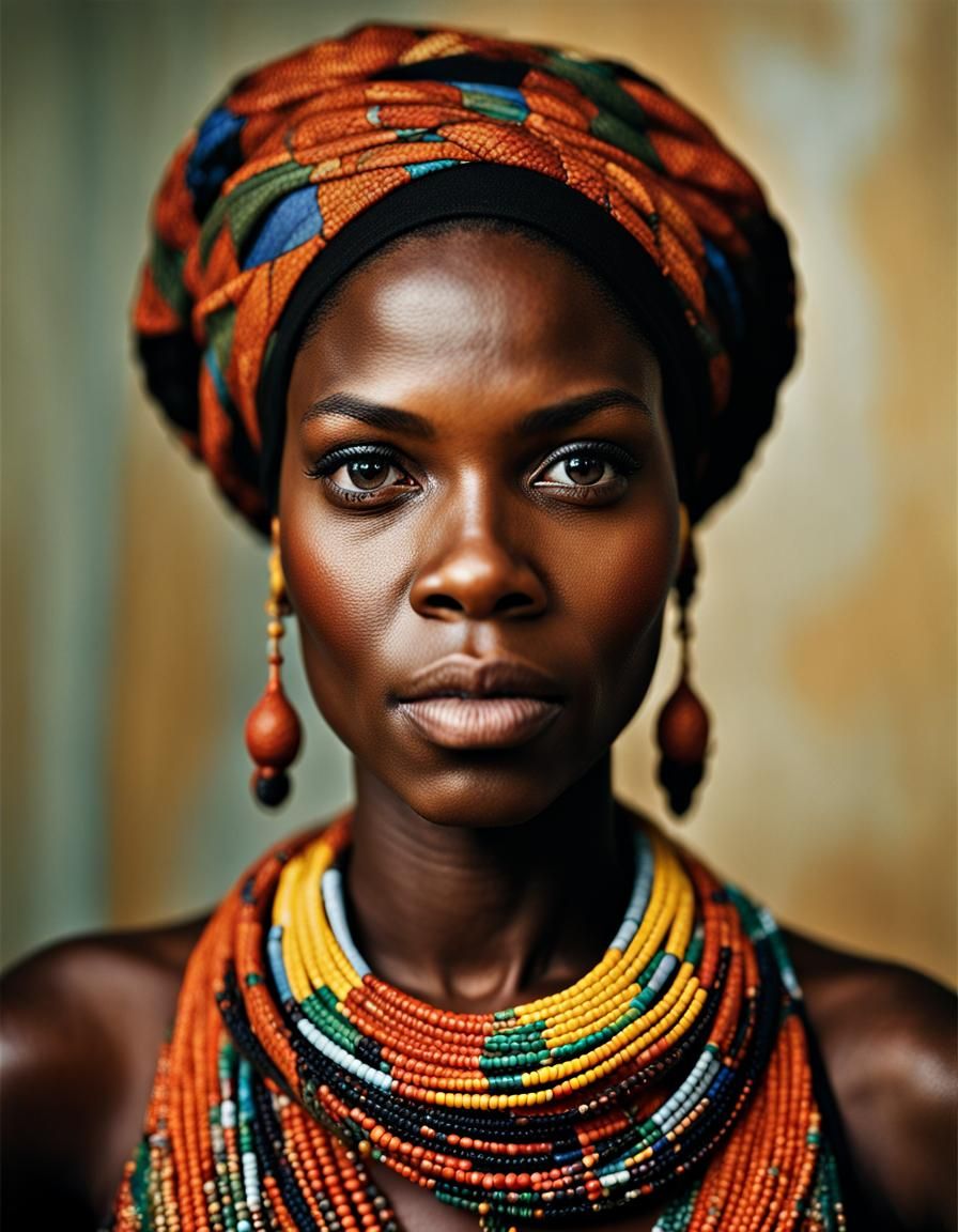 Beautiful African Woman Portrait in Studio Lighting