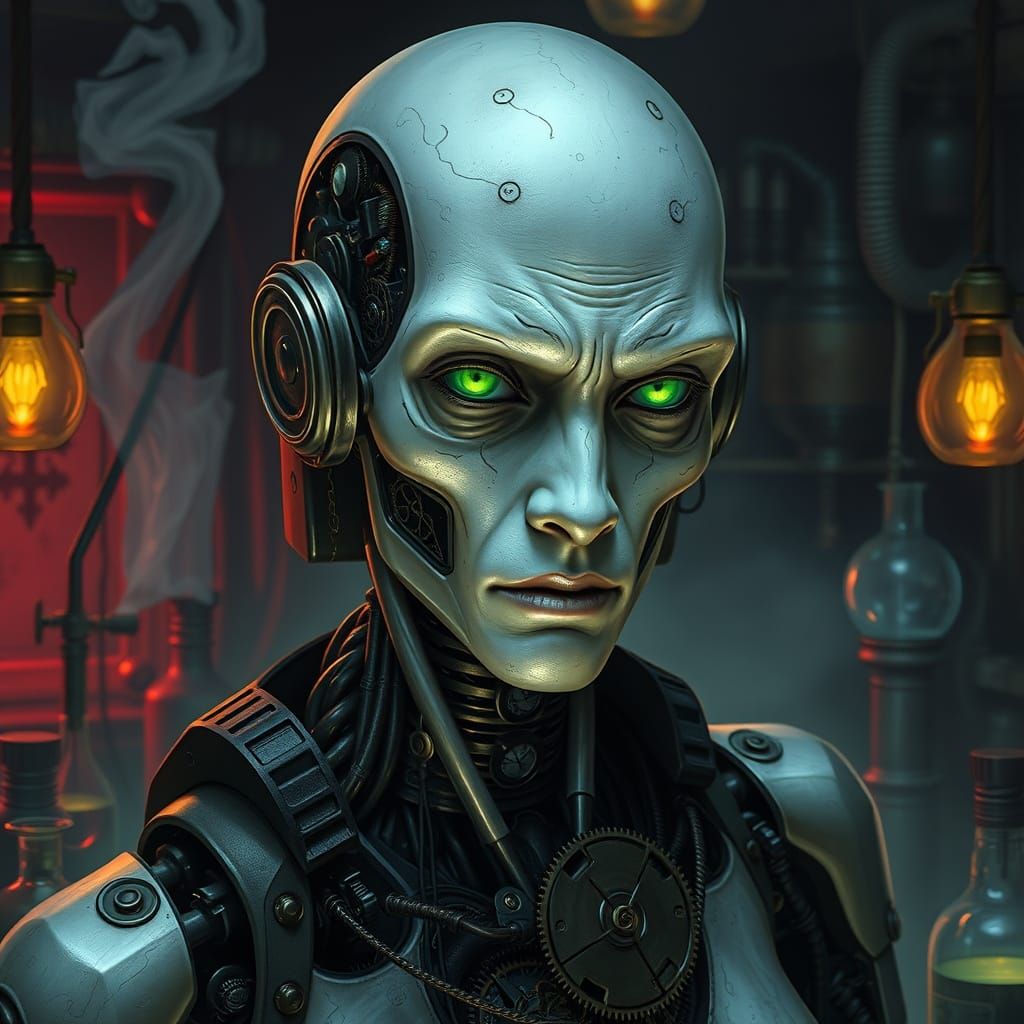 Gothic Cyborg Revealed in Hyperrealistic Portrait