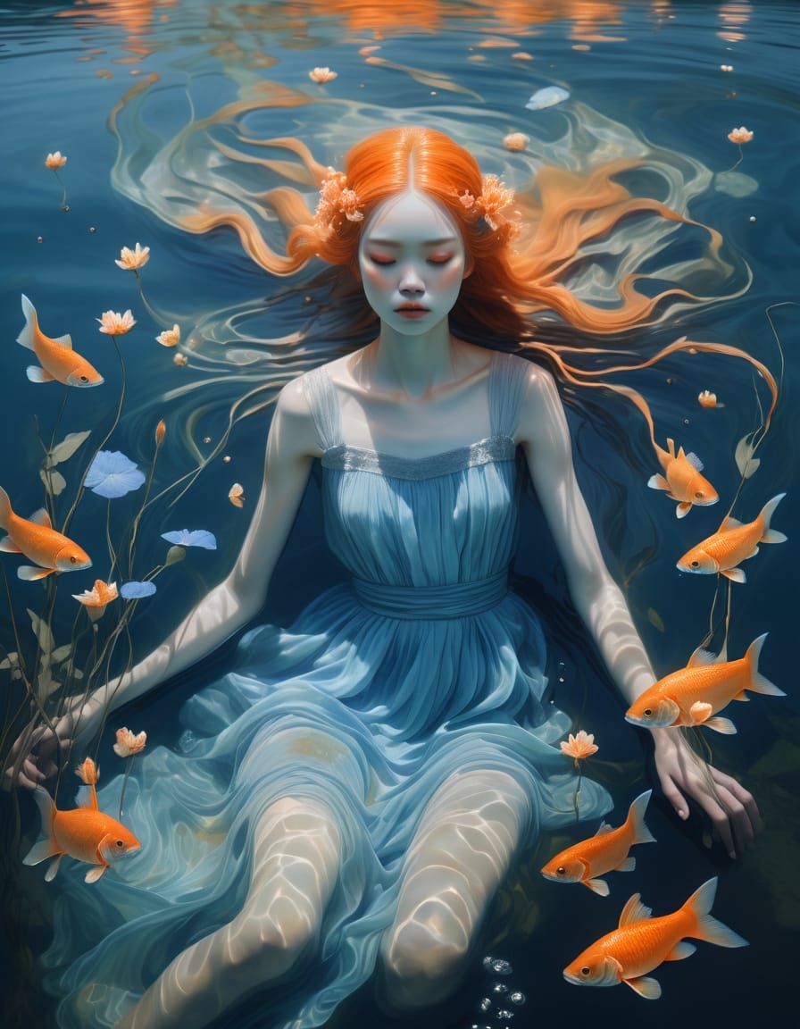 Ethereal River Witch in Impressionistic Style