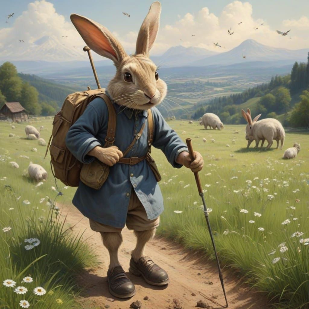 Rabbit Swarmed by Grief Flies, Shepherd's Crutches Removed