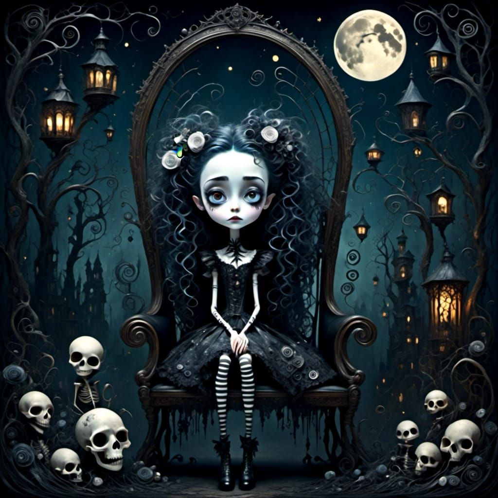 Skeleton in Burton-Klimt Style Victorian Setting