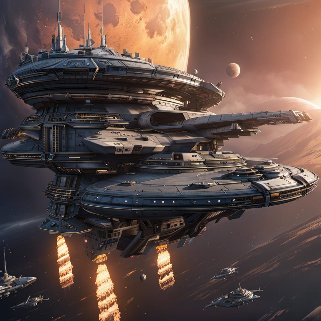 Detailed Sci-Fi Warship Concept Art