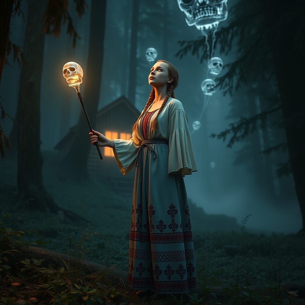 Mystical Slavic Beauty in Enchanted Forest