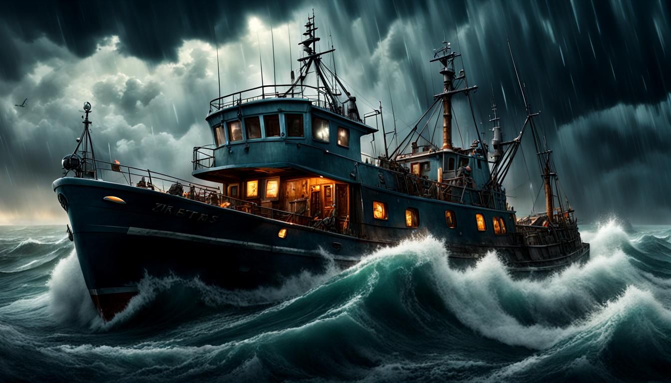 Kitten Storm Threatens Trawler: Digital Matte Painting
