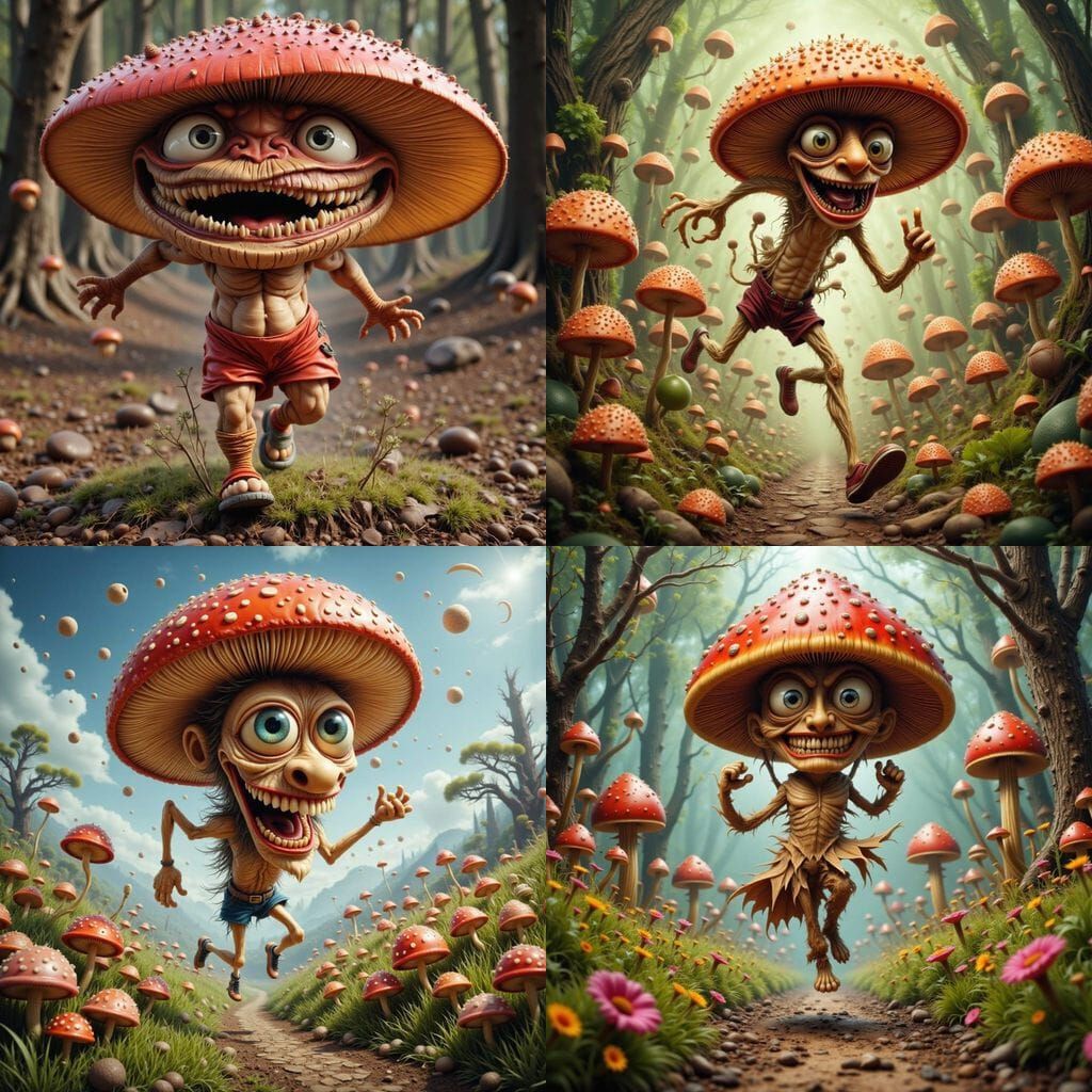 Crazy Mushroom Runs a Marathon with Twisted Eyes