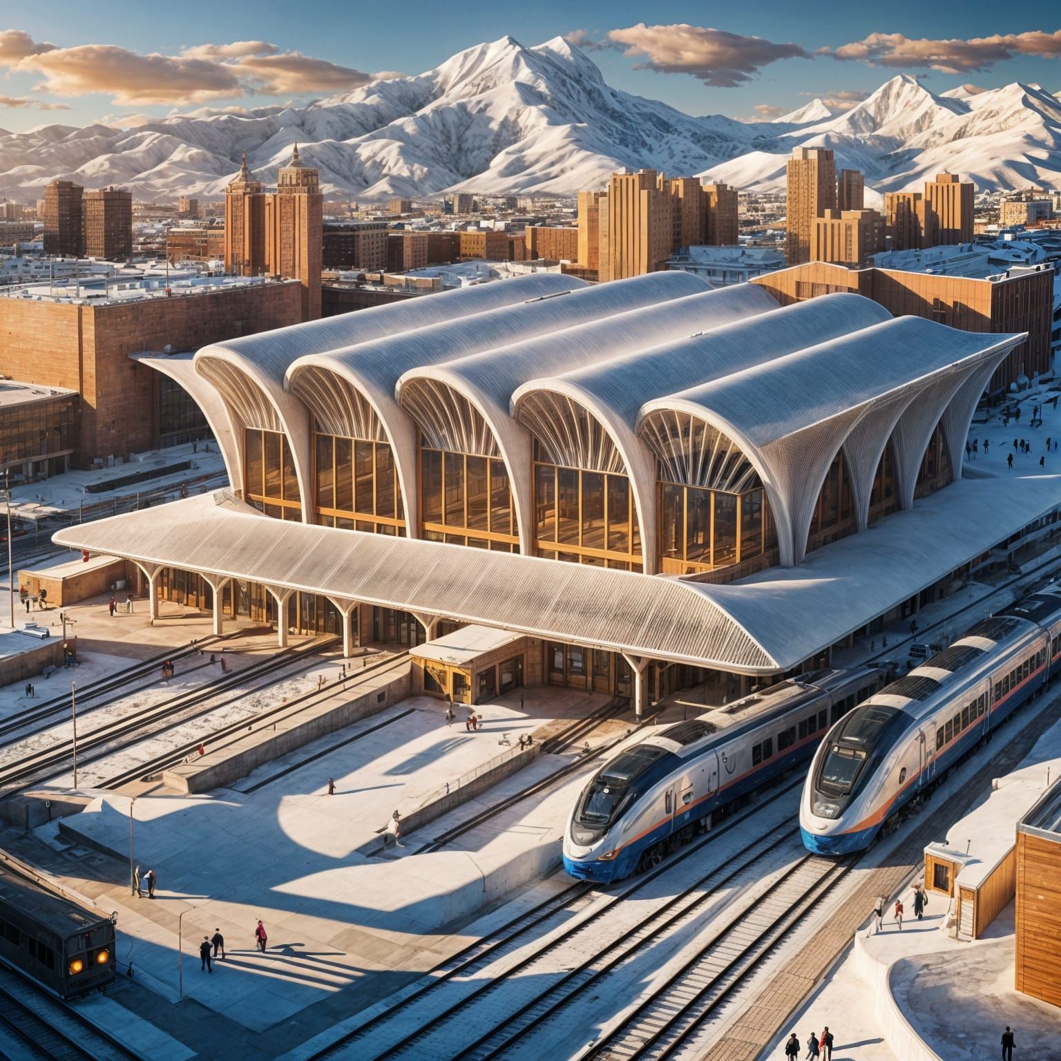 Photorealistic Train Station Inspired by Calatrava: 3D Rende...