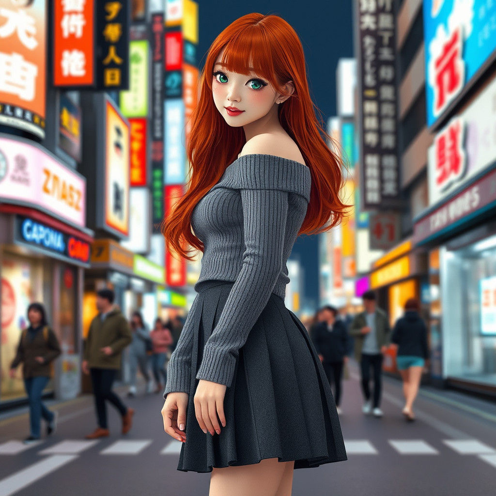 Japanese Woman in Shibuya: Miyazaki-Inspired Street Fashion