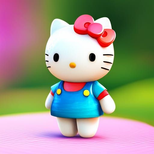 Hello Kitty in 3D Vector Art with Retro Aesthetic