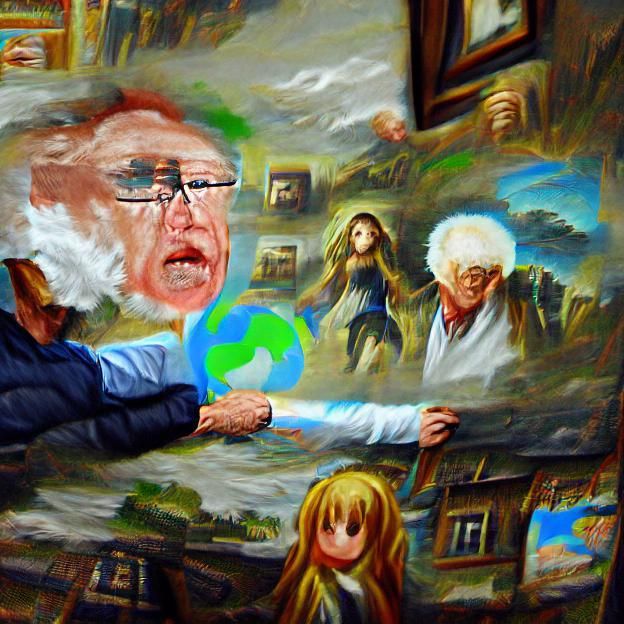 Elderly Hero Saves World: AI Generated Image
