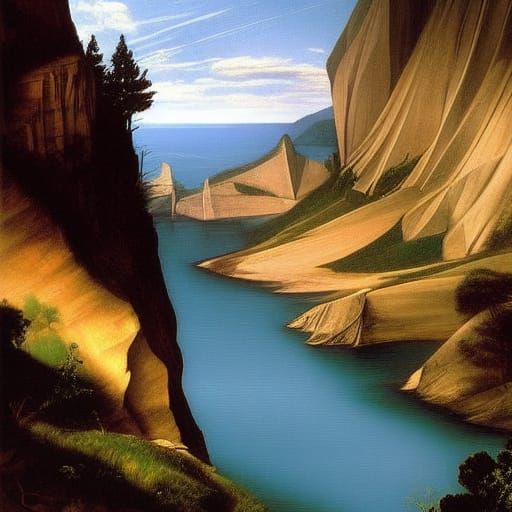 Dramatic Cliffscape in Caravaggio Style