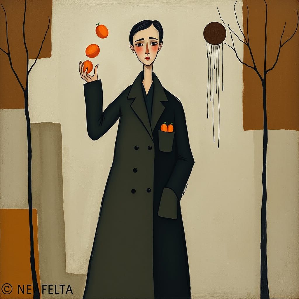 Figure Secretly Tosses Tangerines Onto Wet Face