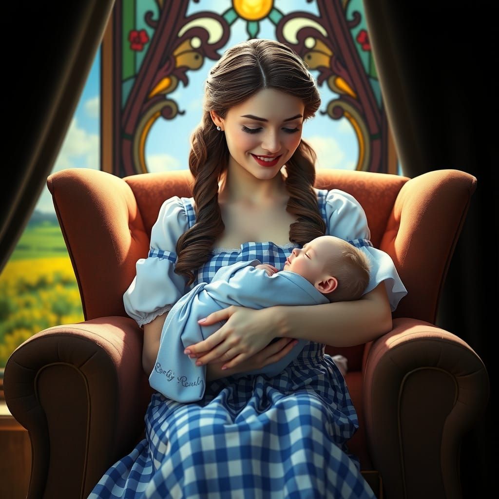 Dorothy Gale Portrait with Baby, Art Nouveau Style