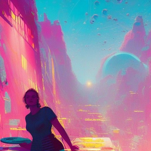 Woman Enjoys Baking in Solarpunk Style