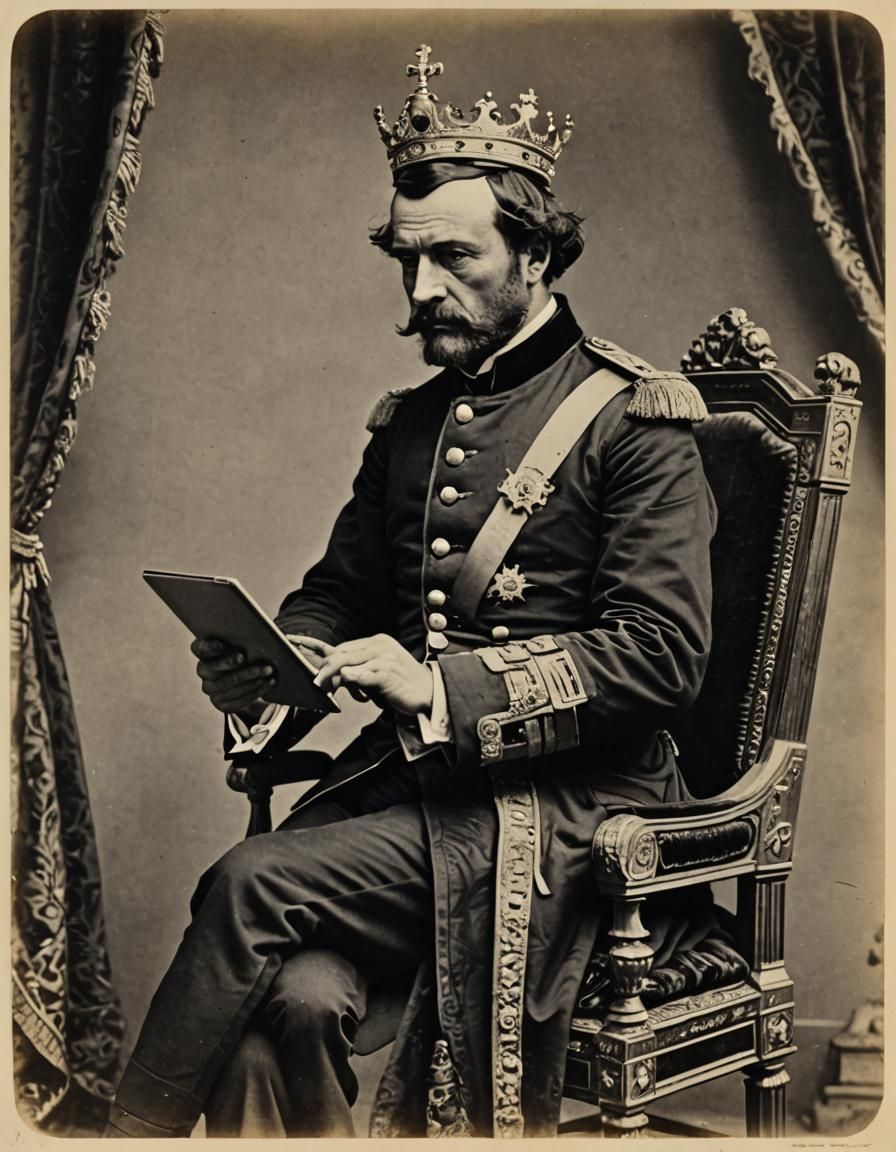 Caesar Intrigued by Modern Tablet