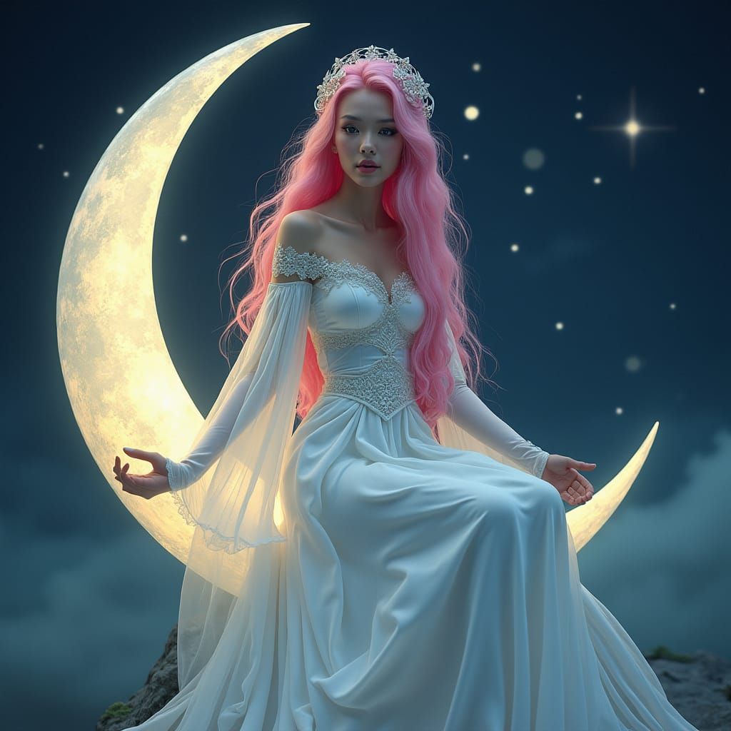Moon Goddess with Pink Hair, Auracore Style