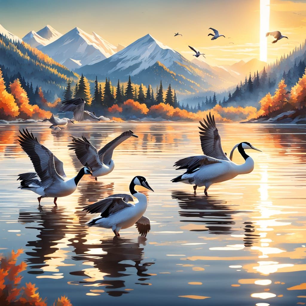 Canadian Geese Migration in Wildlife Photography Style