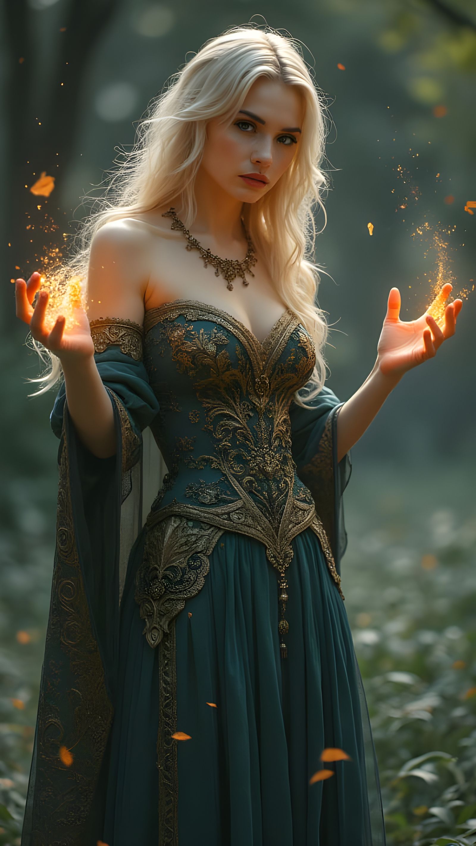 Enchantress Casting Magic: Photorealistic Portrait in 4K