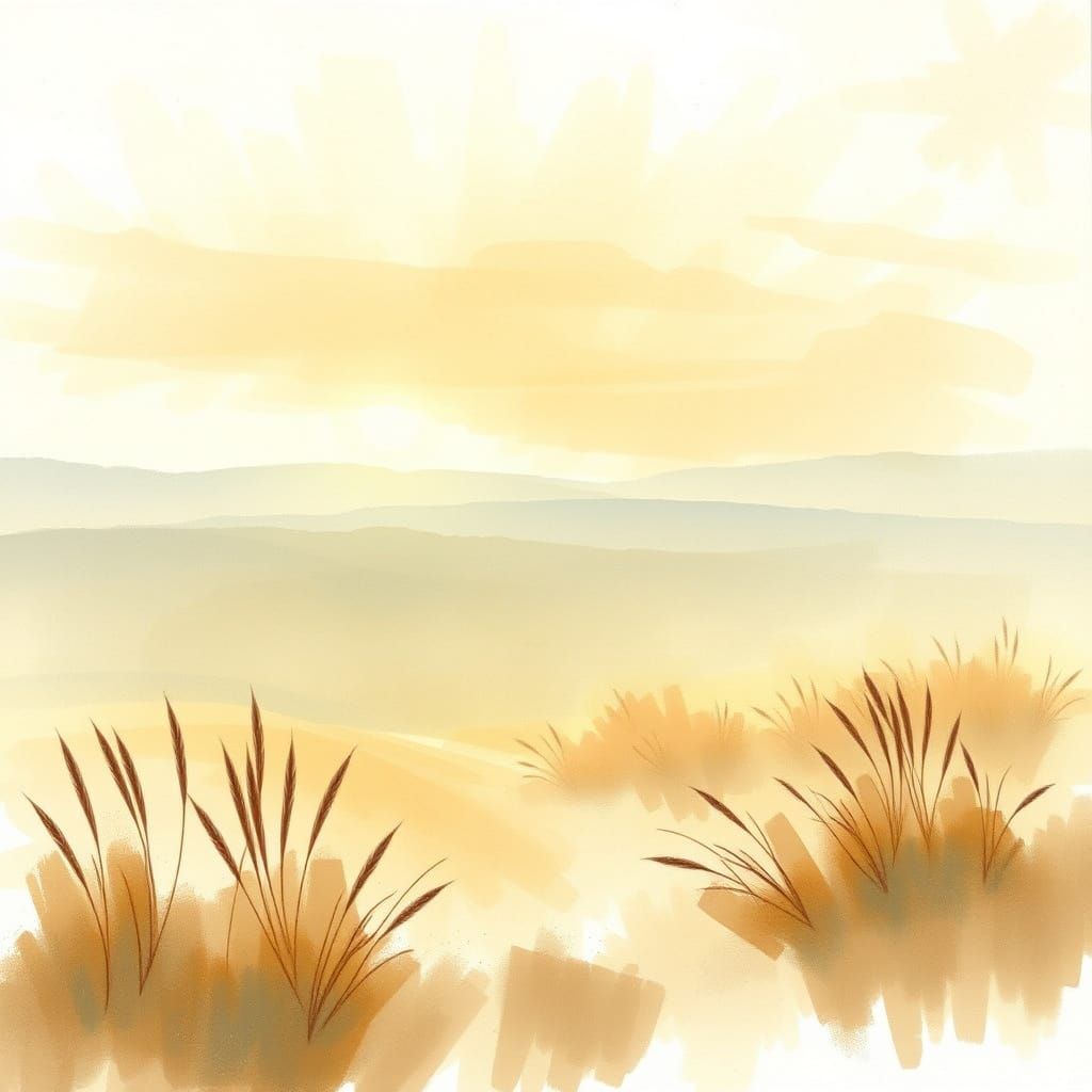 Vast Horizon in Watercolor Style Inspired by Monet